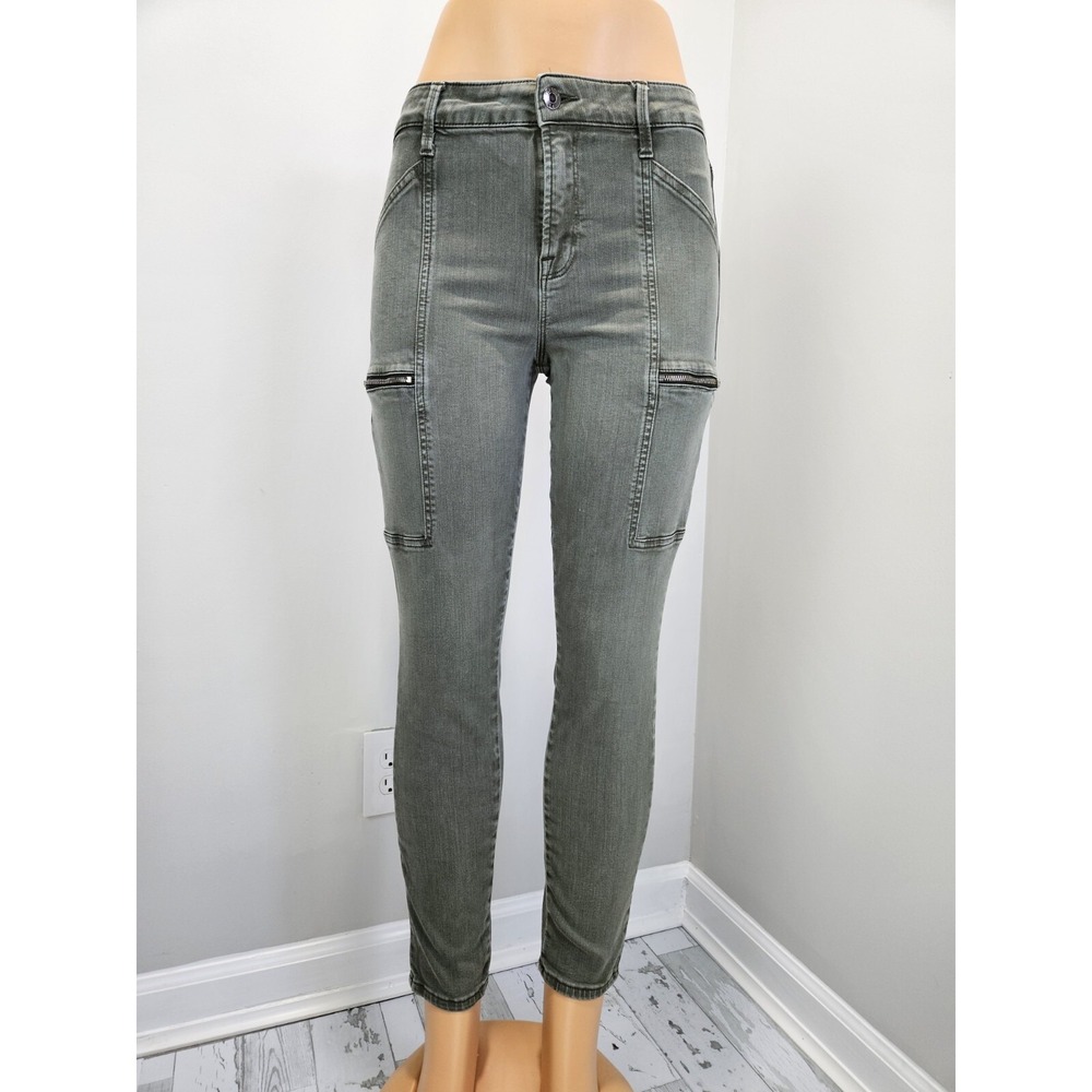 Pistola Women Olive Green Cargo Skinny Jeans Zipper Pockets Size 28